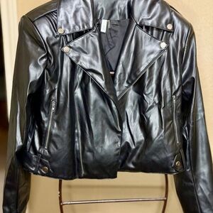 Glam Shiny Black Faux Leather Jacket